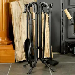 5 Piece Black Rustic Mini Fireplace Tool Set - F-1126