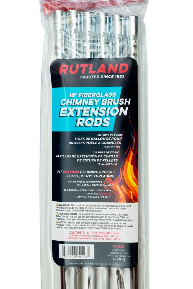 Fiberglass Chimney Brush Extension Rod Kit (Rutland KRK-18)
